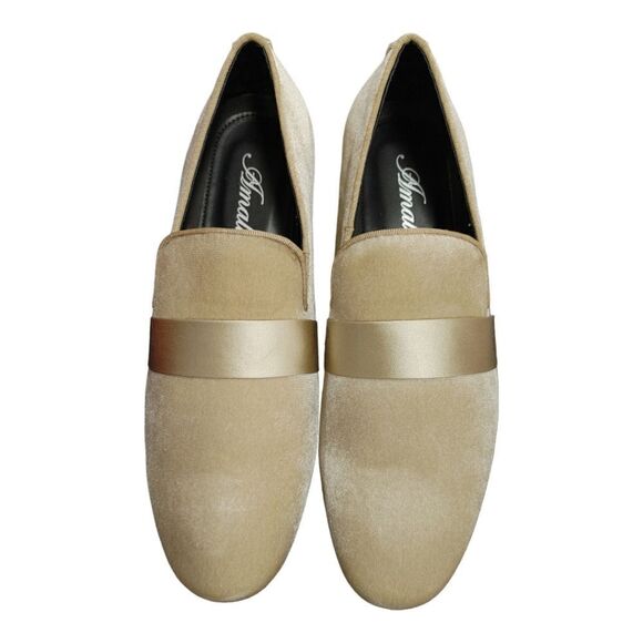 MEN'S AMALI VELVET SLIP ON DESIGNER TUXEDO LOAFER WITH EMBOSSED PAISLEY PATTERN. - Picture 4 of 7